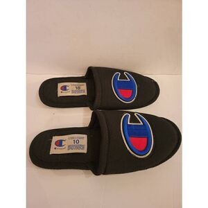 Champion Men's Gray Signature Logo Sleepover Bedroom Lounge Slippers Size 10